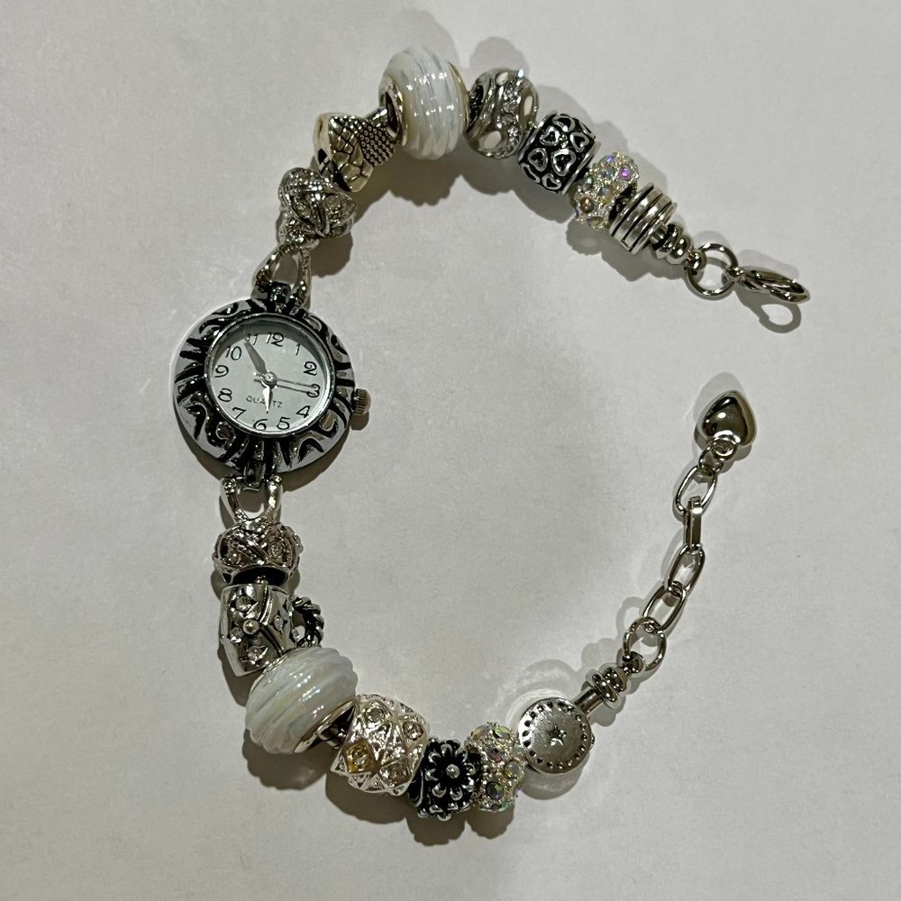 WHITE EUROPEAN BEADED CHARM WATCH